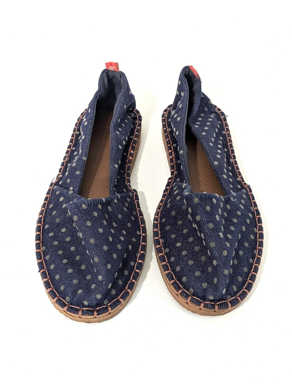 Havianas Navy Blue & Grey Polka Dot Espadrille Sandals - Size 6.5 Womens